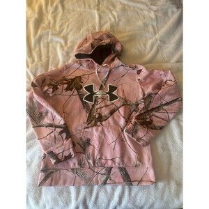 Under Armour Pink Realtree Camo Hoodie Womens Medium Semi Fitted Pullover